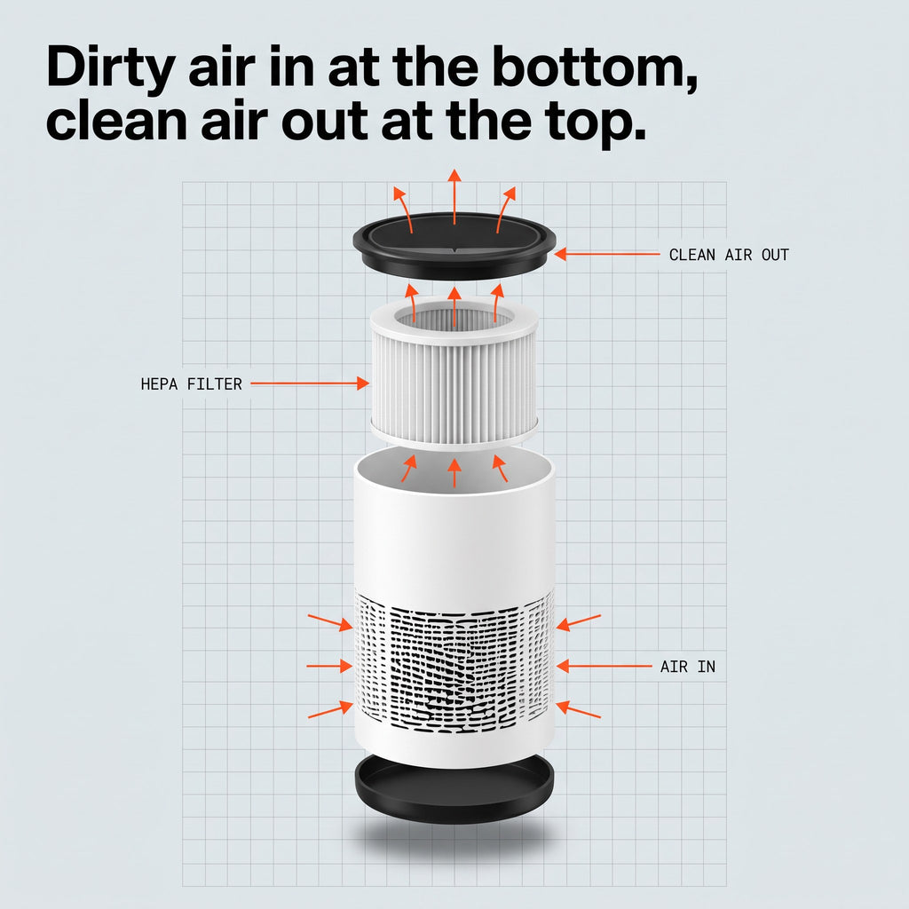 Unhaze C1 air path: in at the bottom, out at the top