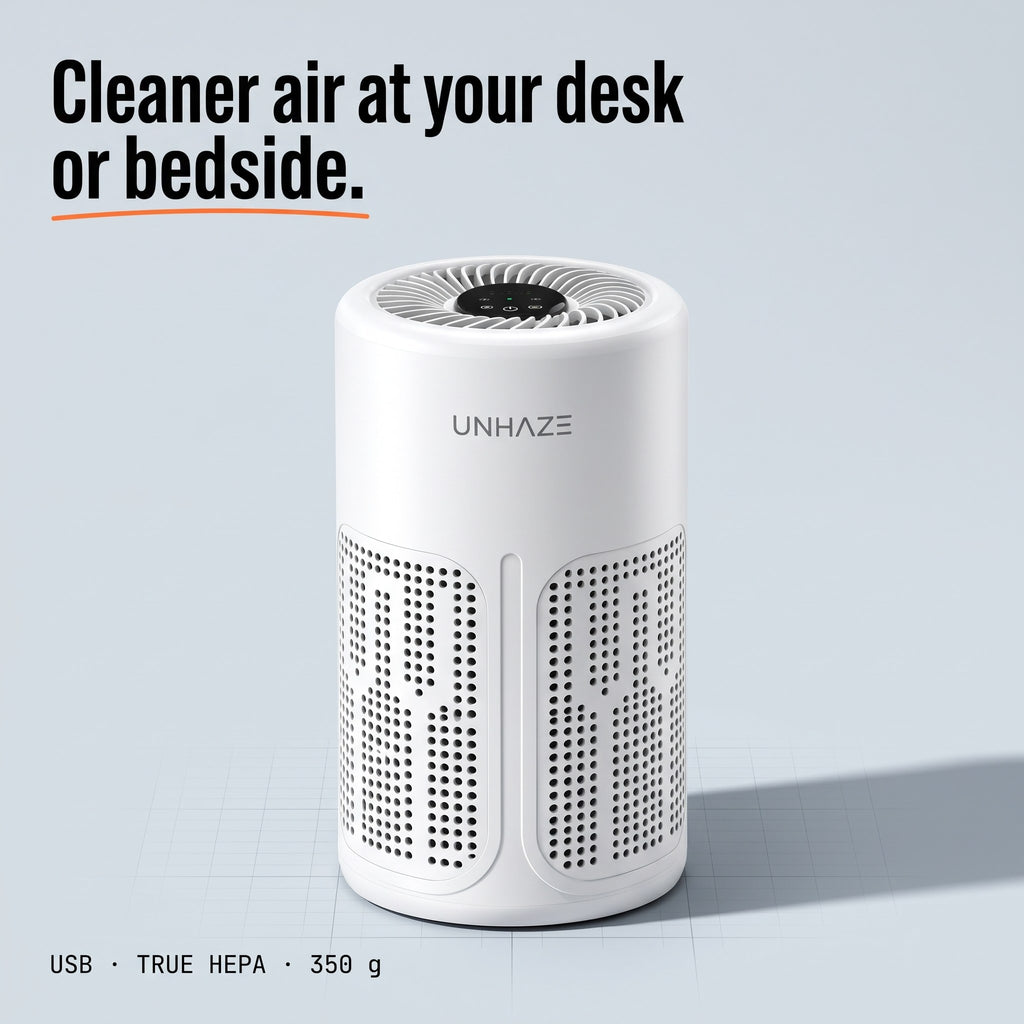 Unhaze D1 desk air purifier, studio view